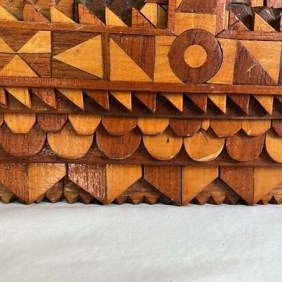 Antique Tramp Art Double Picture Frame Handmade Folk Art Cigar Boxes 28.5" Rusti - Picture 10 of 15